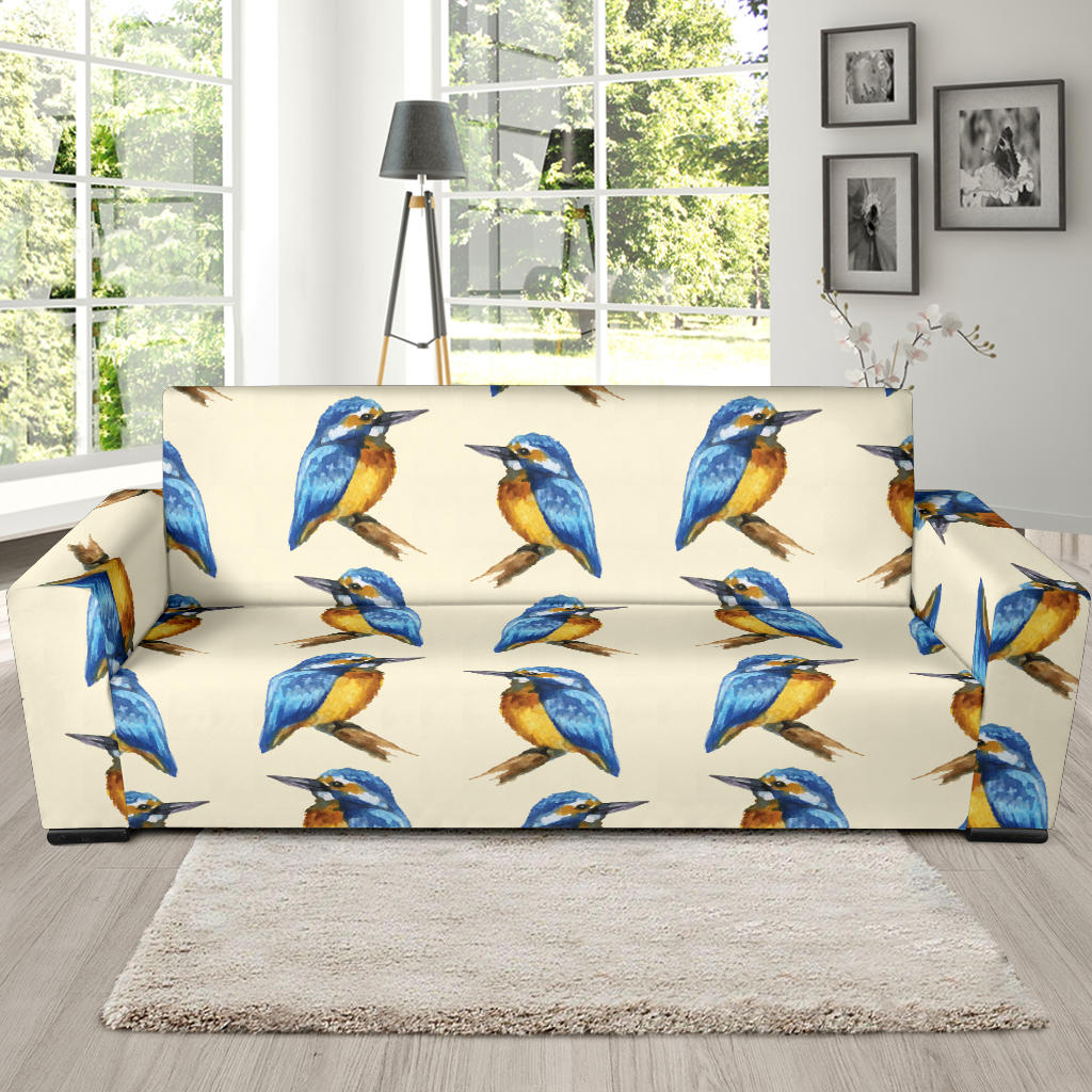 Kingfisher Pattern Print Design 01 Sofa Slipcover