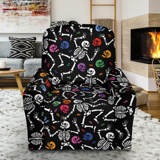 Skeleton Print Design LKS307 Recliner Slipcover with Pocket