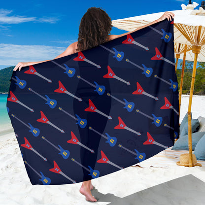Electric Guitar Pattern Print Design 01 Sarong Pareo Wrap