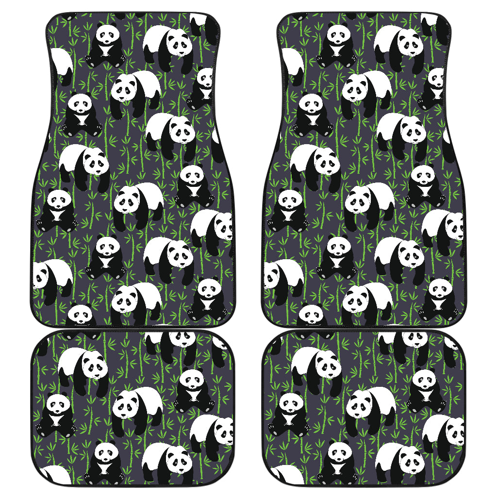 Panda Bear Bamboo Themed Print Car Floor Mats Front Back