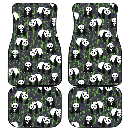 Panda Bear Bamboo Themed Print Car Floor Mats Front Back