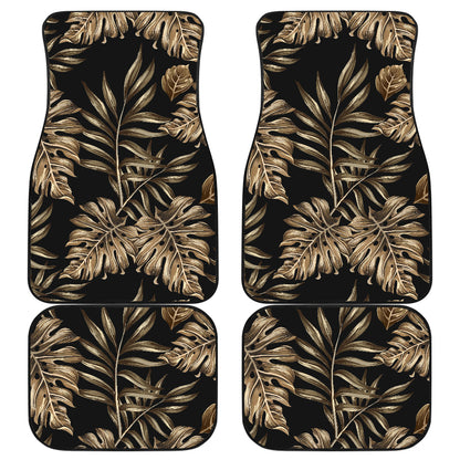 Brown Tropical Palm Leaves Car Floor Mats Front Back