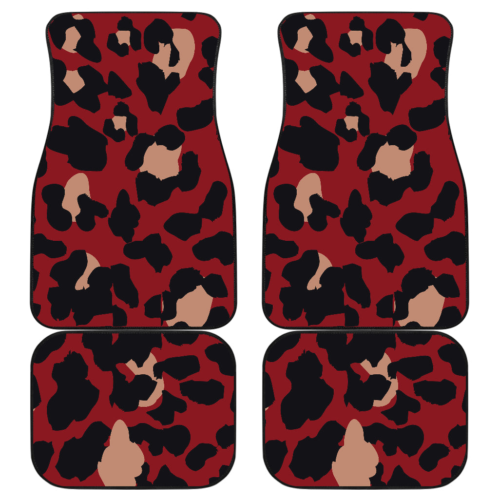 Cheetah Red Print Pattern Car Floor Mats Front Back