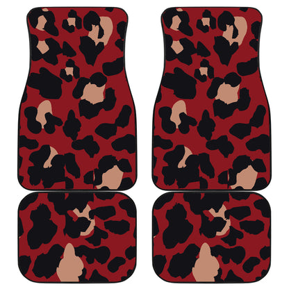 Cheetah Red Print Pattern Car Floor Mats Front Back