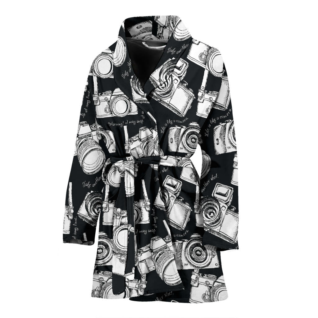 Camera Pattern Print Design 01 Women Bathrobe