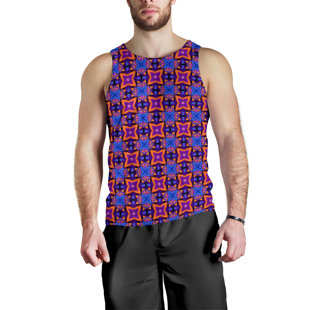 kaleidoscope Purple Orange Print Design Men Tank Top