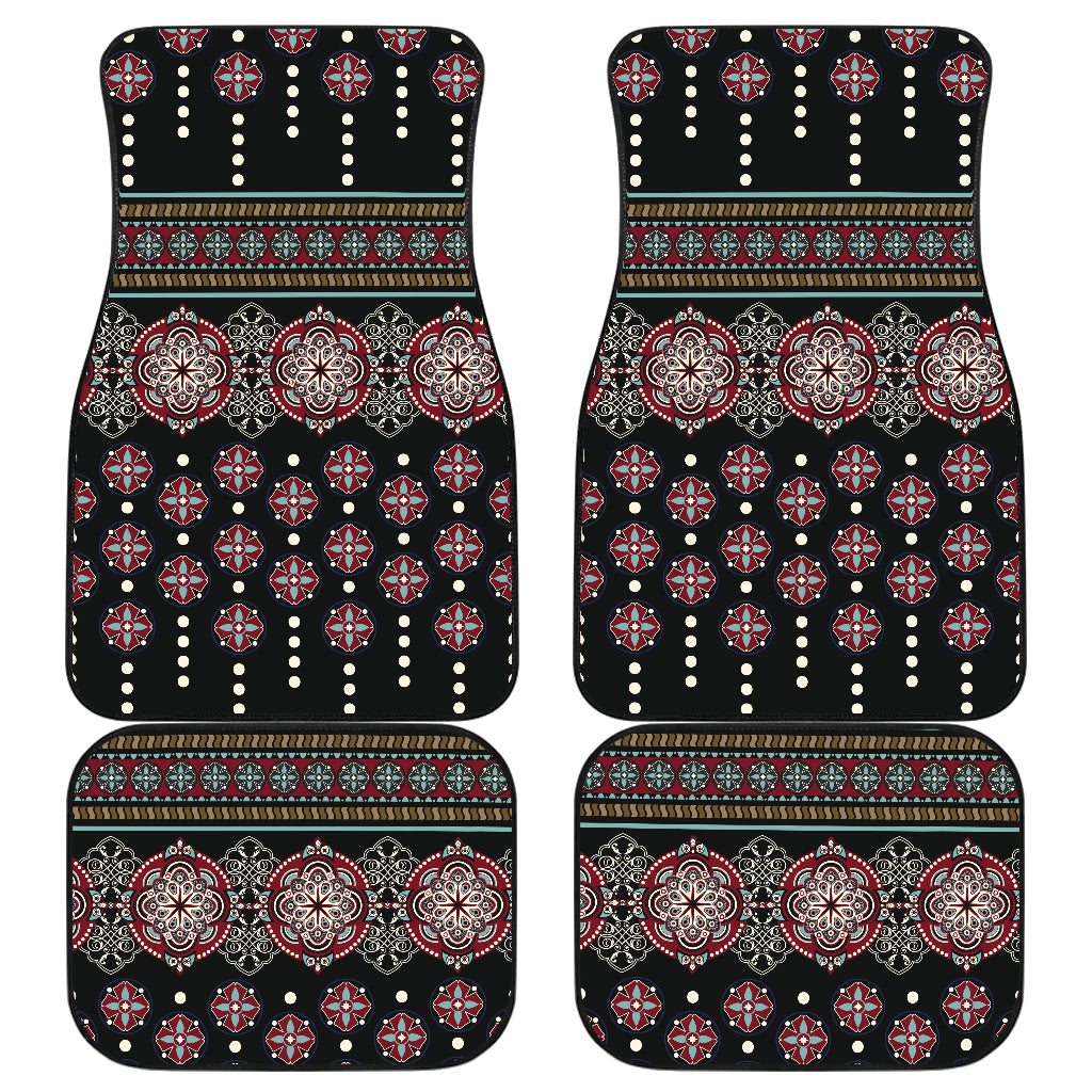 Ethnic Dot Style Print Pattern Car Floor Mats Front Back