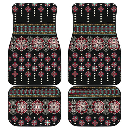 Ethnic Dot Style Print Pattern Car Floor Mats Front Back