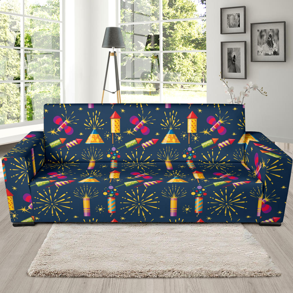 Firework Sparkling Rockets Print Design LKS306 Sofa Slipcover