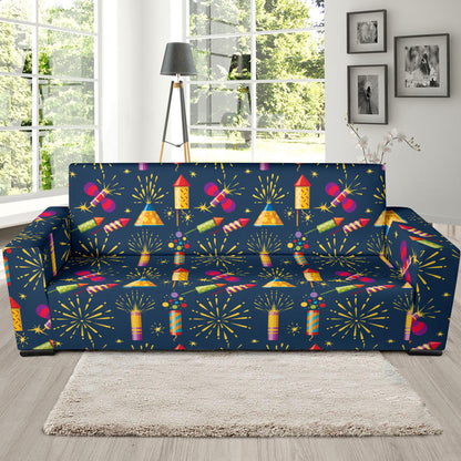 Firework Sparkling Rockets Print Design LKS306 Sofa Slipcover