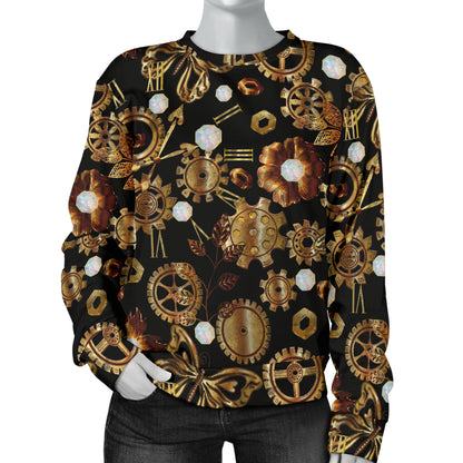 Steampunk Butterfly Design Themed Print Women Long Sleeve Sweatshirt