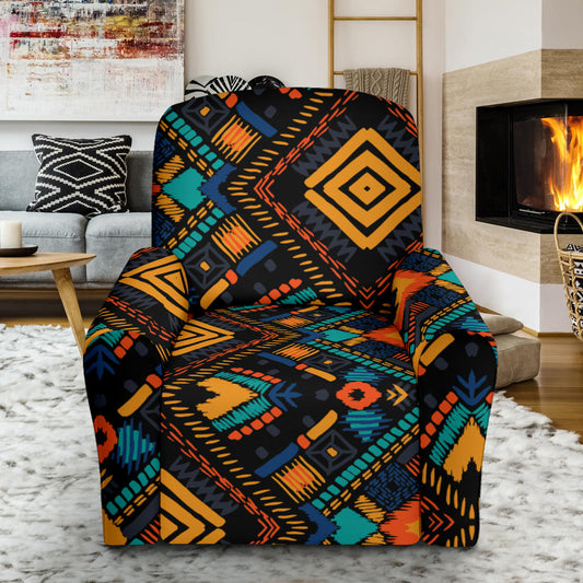 Kente Pattern Print Design 04 Recliner Slipcover with Pocket