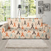 Cancer Awareness Pattern Print Design 01 Sofa Slipcover