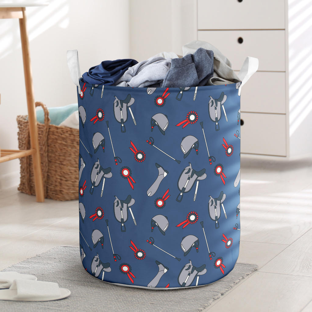 Equestrian Equipment Background Laundry Basket