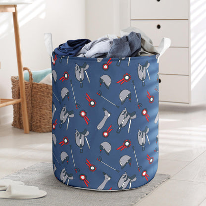 Equestrian Equipment Background Laundry Basket