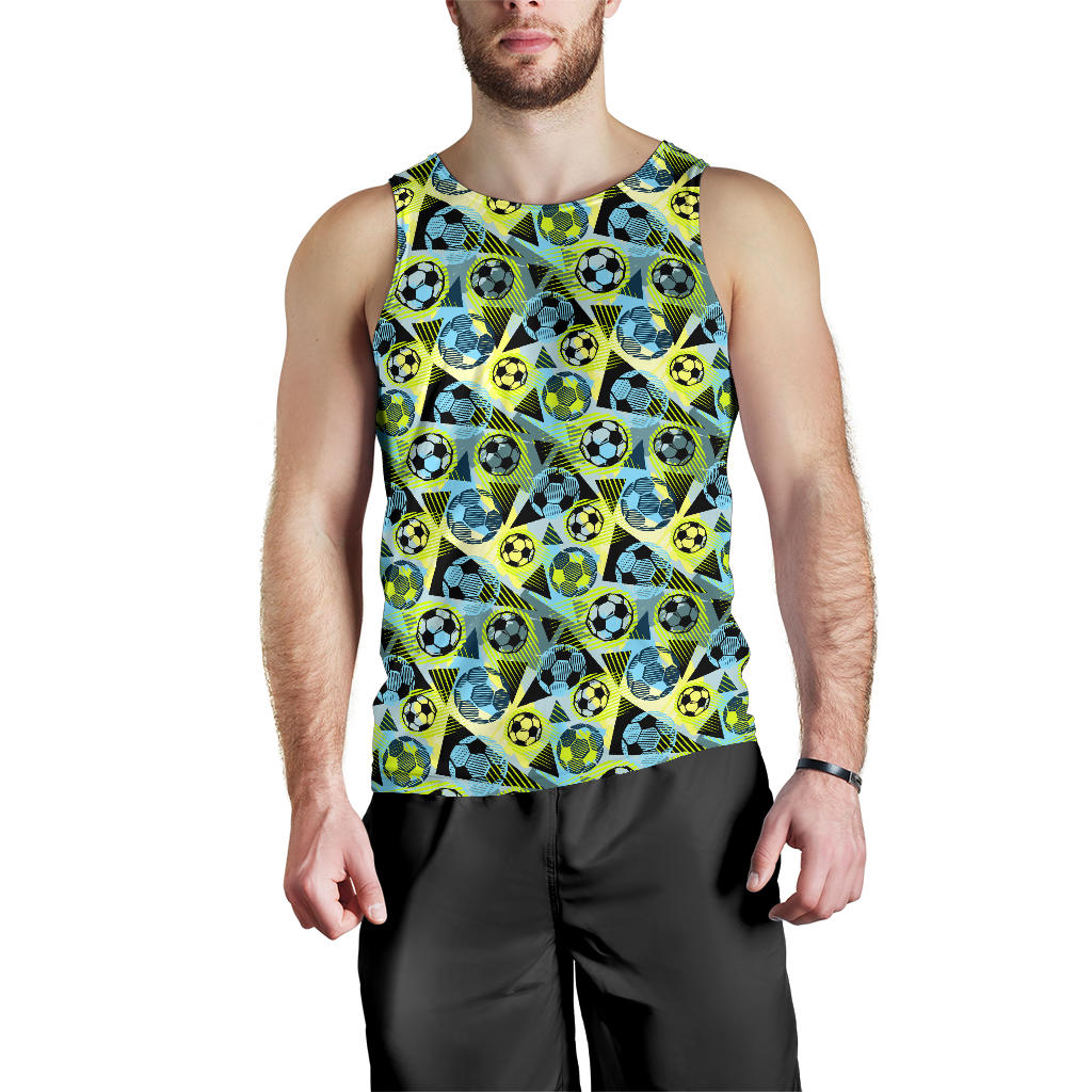 Soccer Ball Themed Print Design Men Tank Top