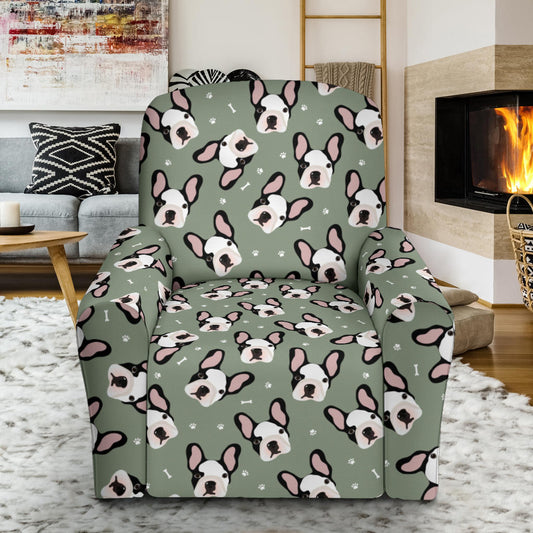 Boston Terrier Pattern Print Design 05 Recliner Slipcover with Pocket