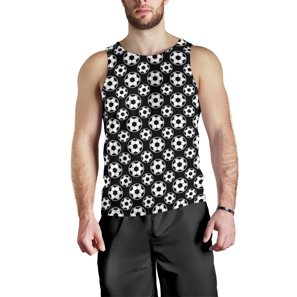 Soccer Ball Black Print Pattern Men Tank Top