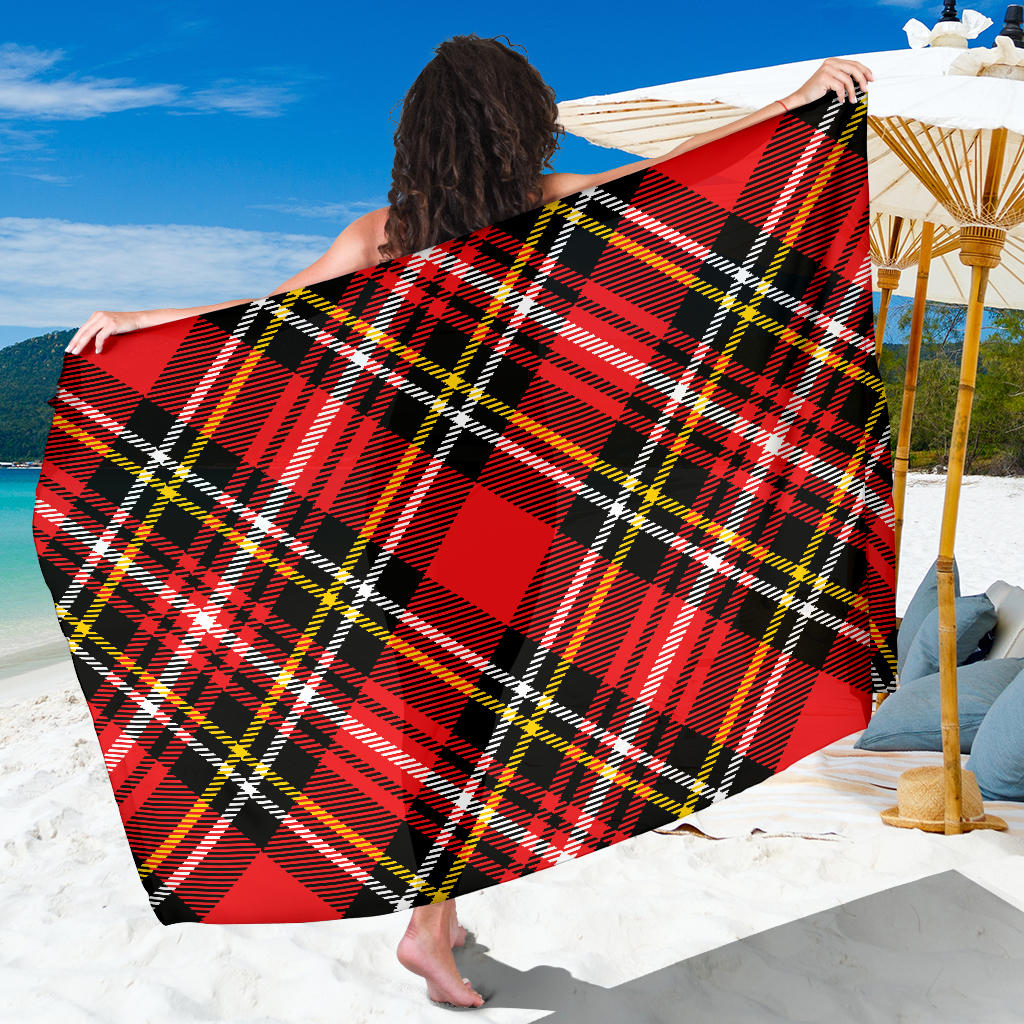Plaid Red Pattern Print Design A03 Sarong Pareo Wrap