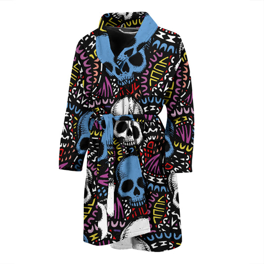 Skull Print Design LKS305 Men Bathrobe