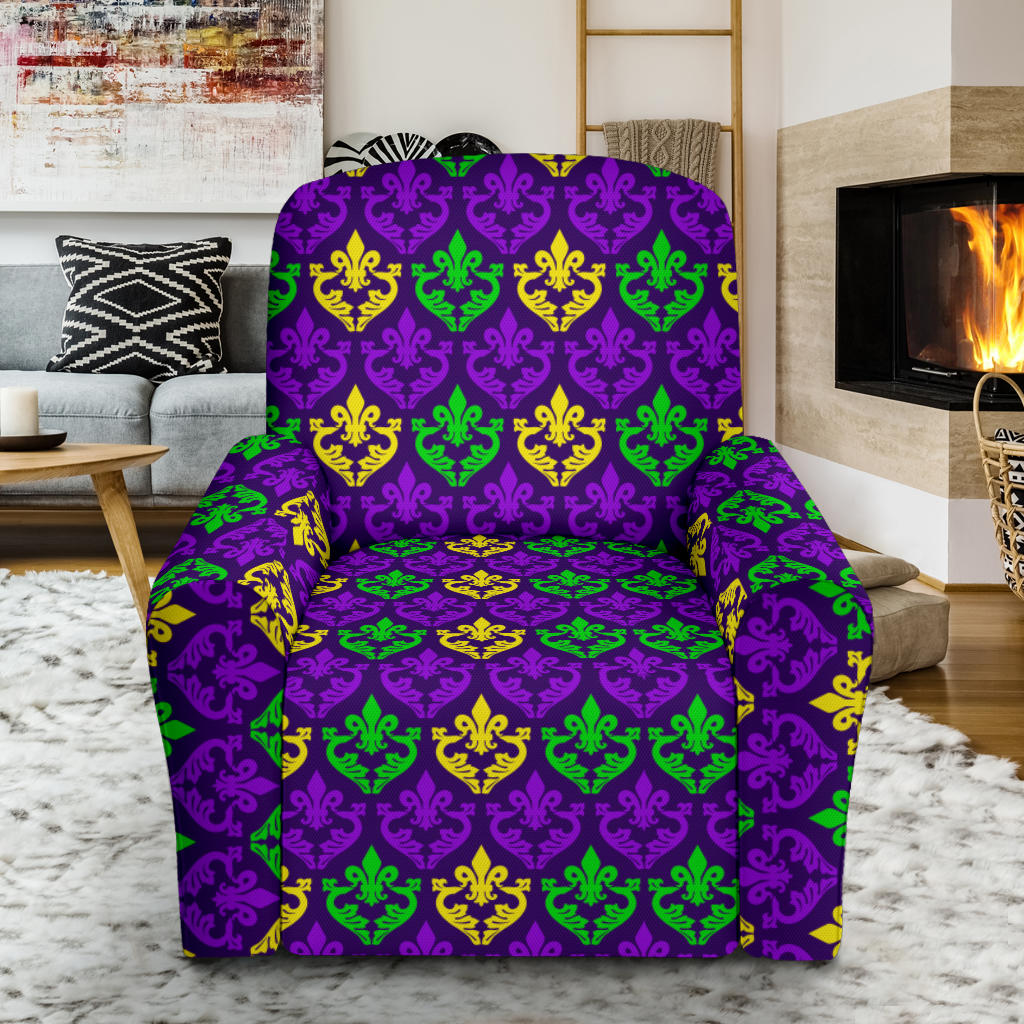 Mardi Gras Pattern Print Design 02 Recliner Slipcover with Pocket