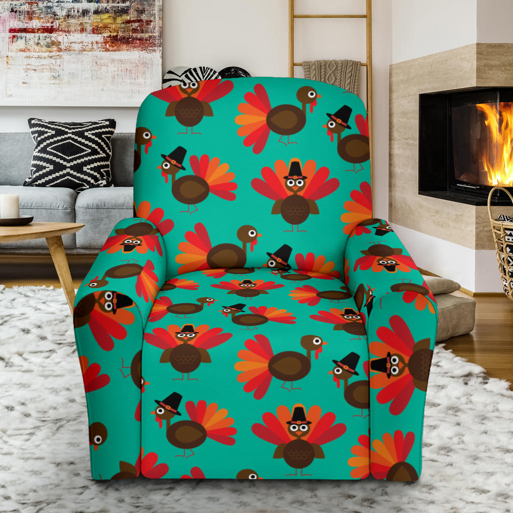 Turkey Print Design LKS402 Recliner Slipcover with Pocket