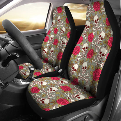 Skull Bone Rose Print Design LKS303 Car Seat Covers