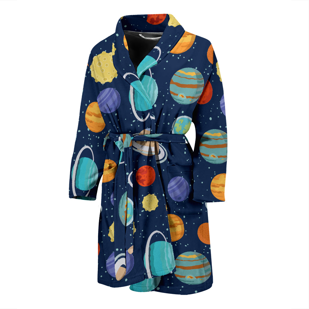 Planet With Star Print Design LKS303 Men Bathrobe