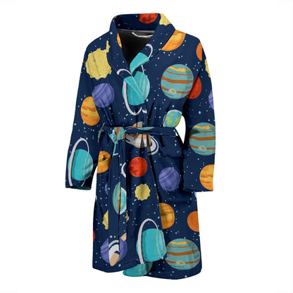 Planet With Star Print Design LKS303 Men Bathrobe