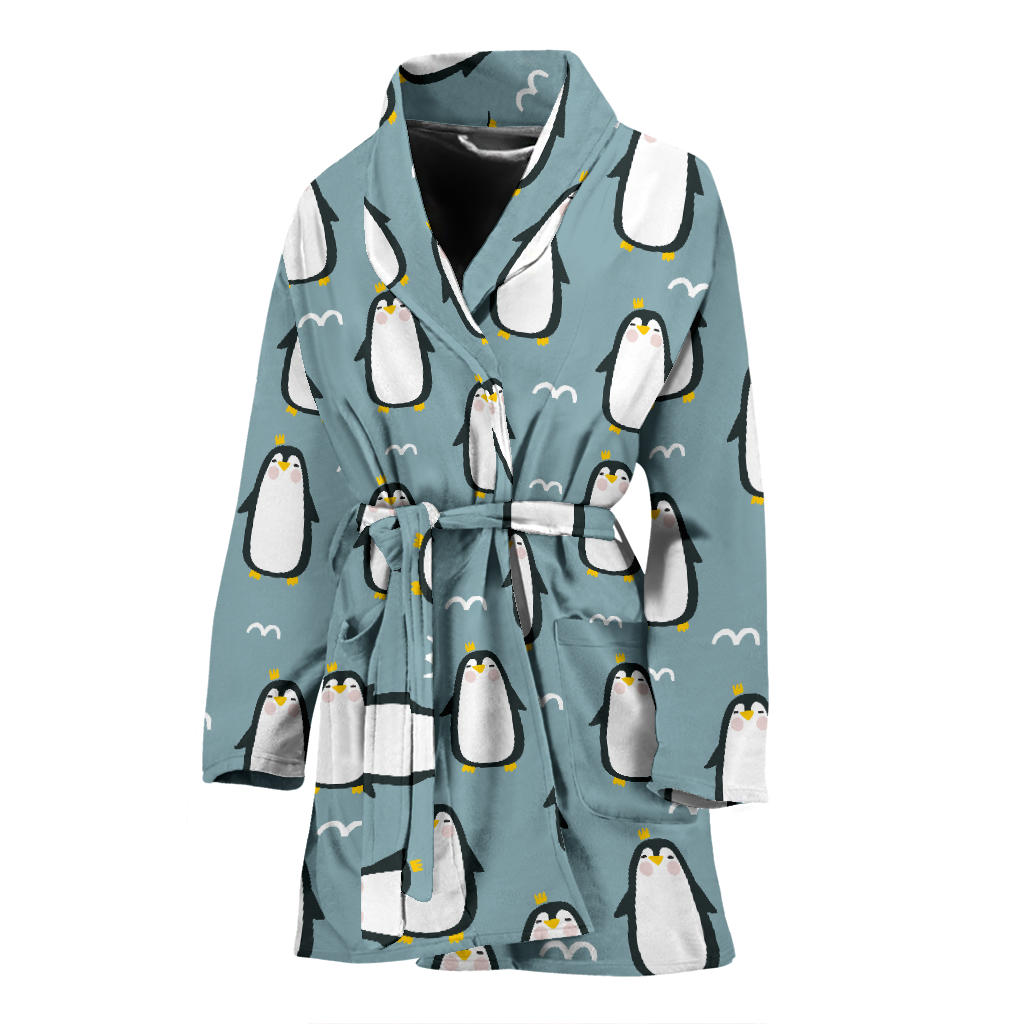 Penguin Pattern Print Design A02 Women Bathrobe