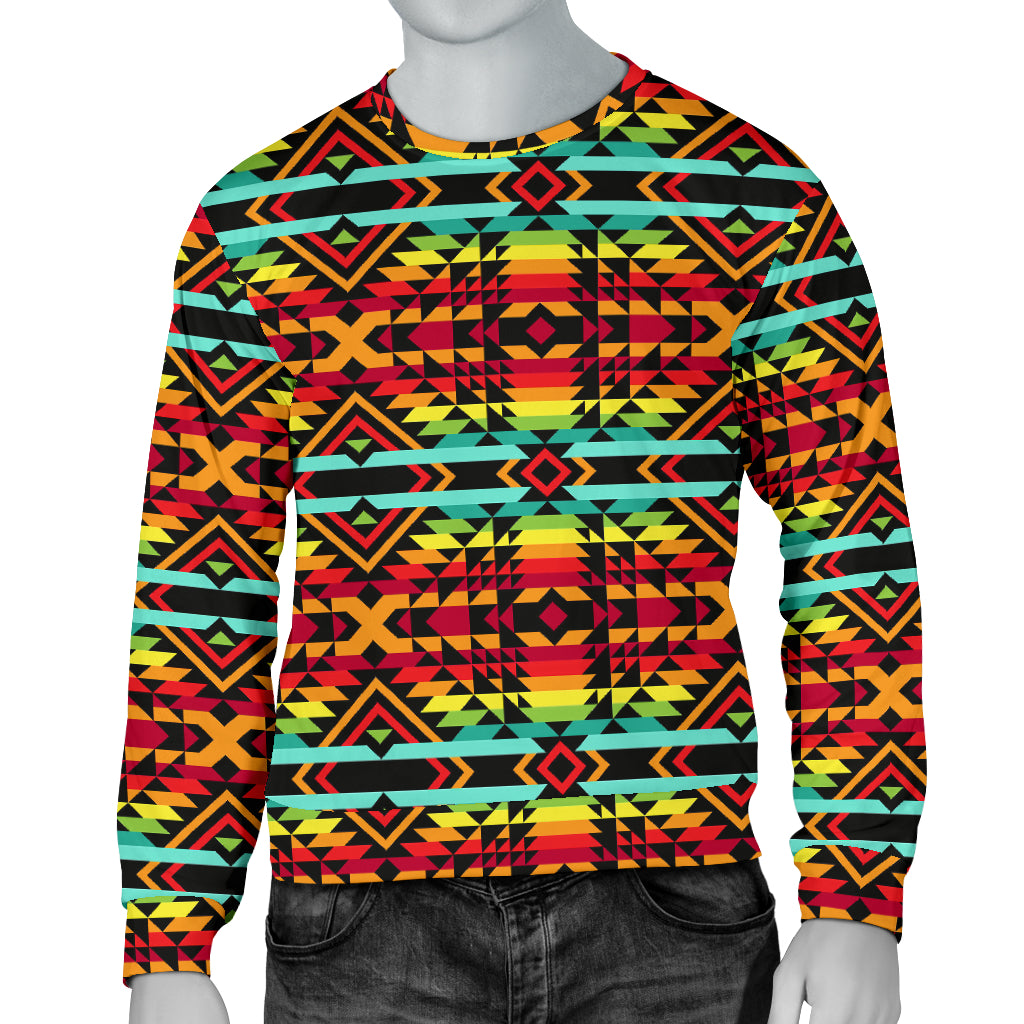 Kente Red Design African Print Men Long Sleeve Sweatshirt
