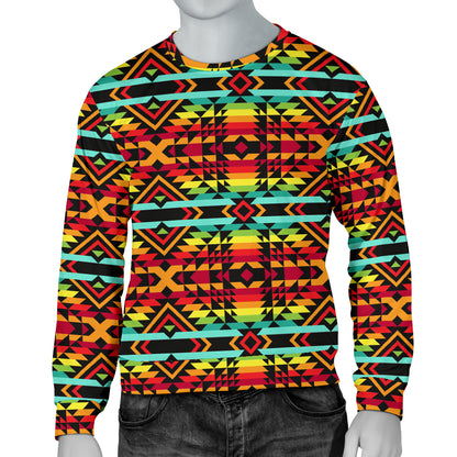 Kente Red Design African Print Men Long Sleeve Sweatshirt