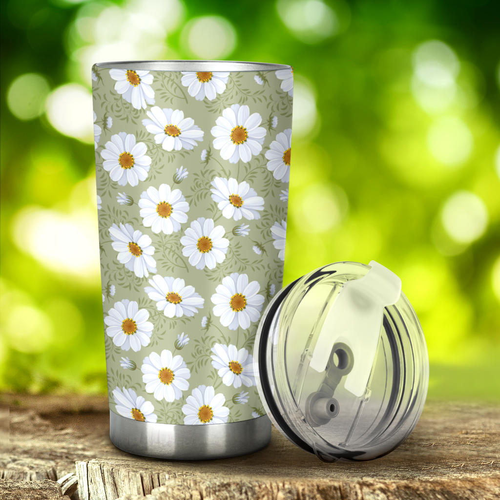 Daisy Yellow Print Pattern Tumbler