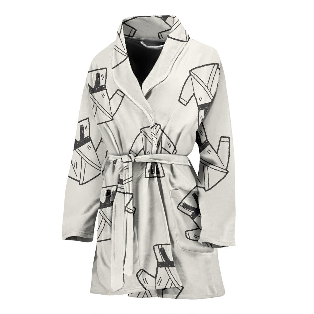 Karate Pattern Print Design 01 Women Bathrobe