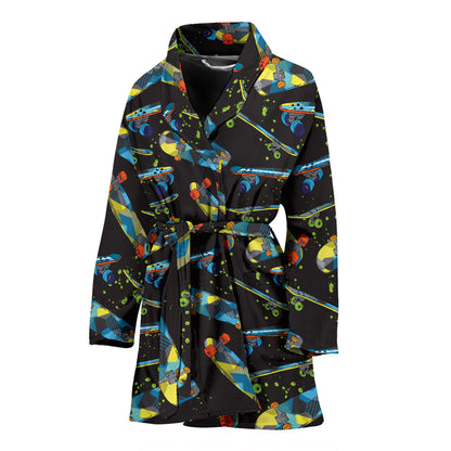 Skateboard Print Design LKS305 Women Bathrobe