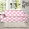 Gingham Pink Pattern Print Design 02 Sofa Slipcover