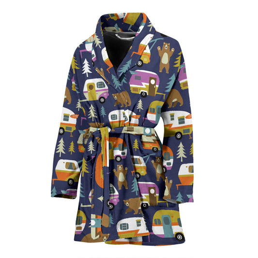 Camper Pattern Print Design 04 Women Bathrobe