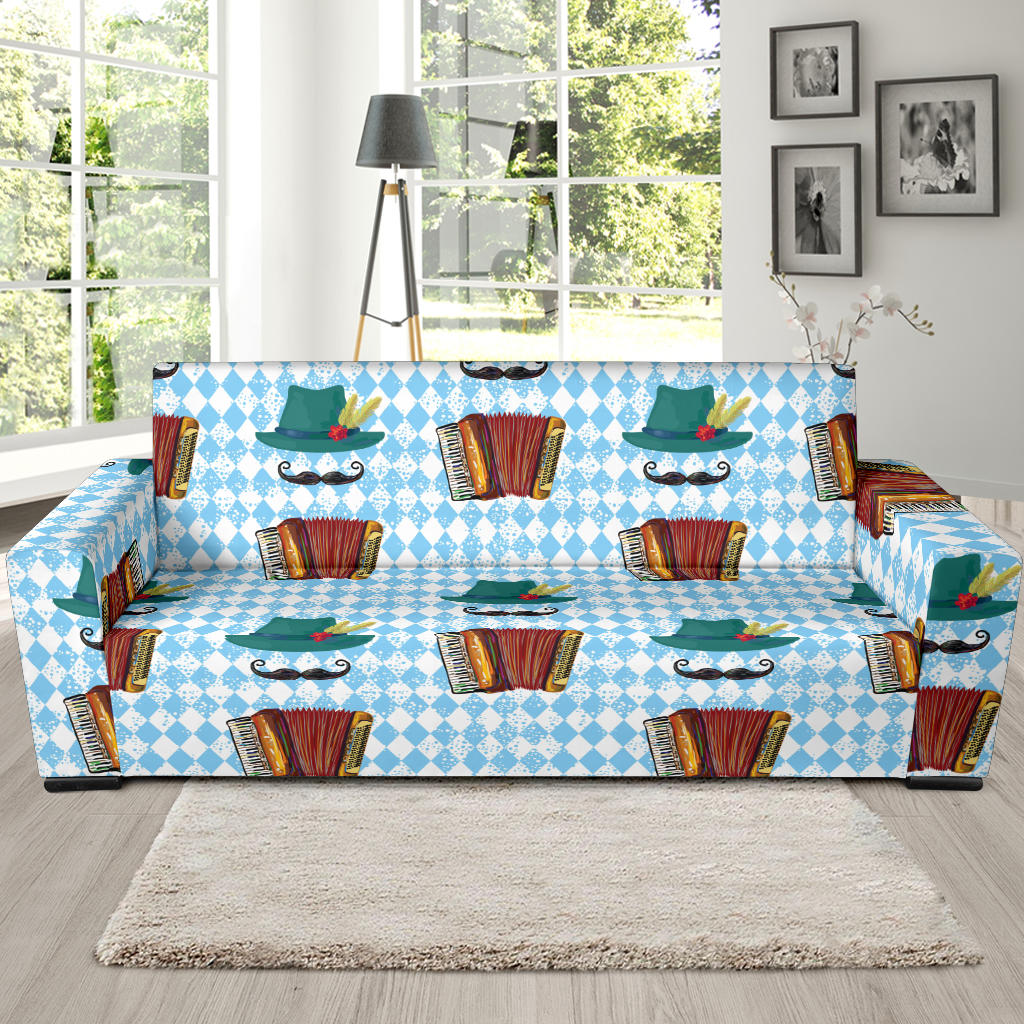 Accordion Mustache Pattern Print Design 01 Sofa Slipcover