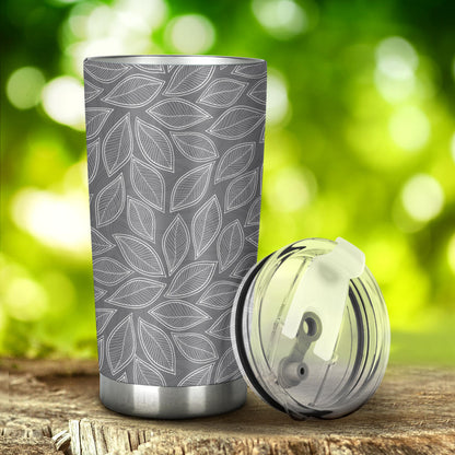 Elm Leave Grey Print Pattern Tumbler