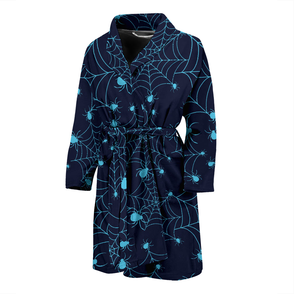 Spider Web Blue Print Design LKS304 Men Bathrobe