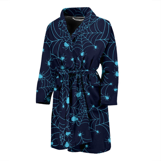 Spider Web Blue Print Design LKS304 Men Bathrobe