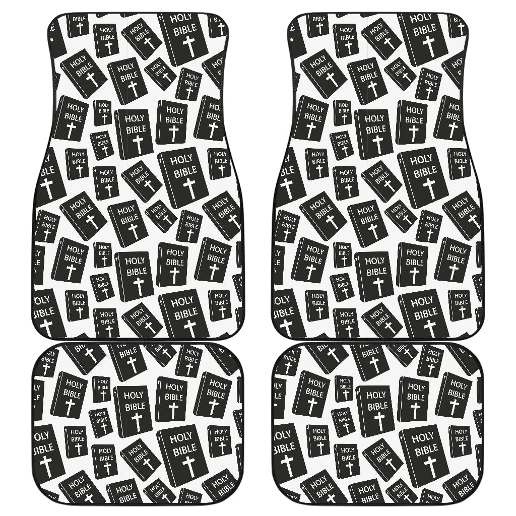 Christian Holy Bible Book Pattern Car Floor Mats Front Back