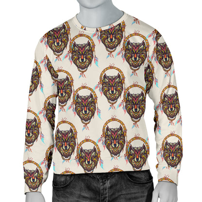 Wolf Tribal Dream Catcher Design Print Men Long Sleeve Sweatshirt