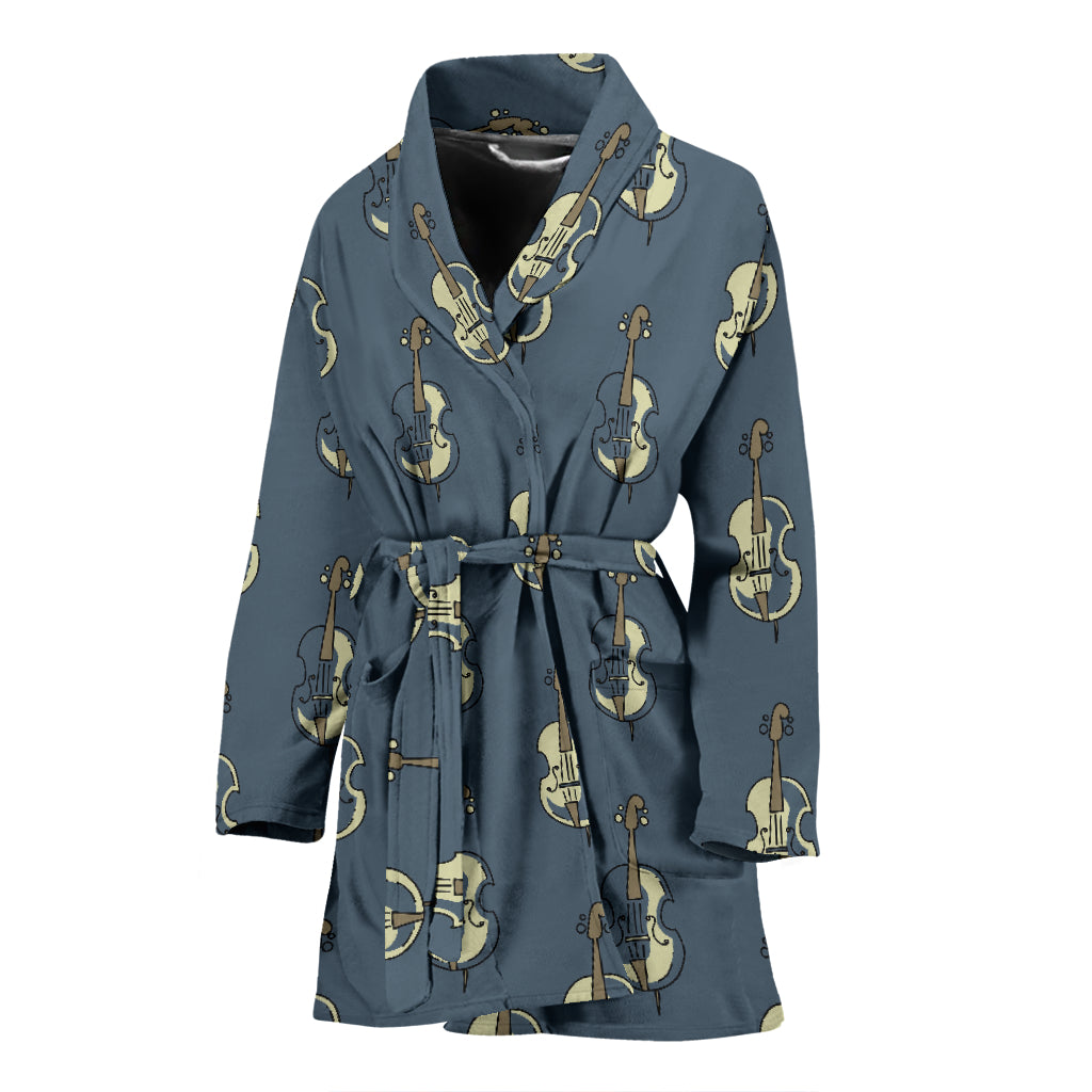 Violin Print Design LKS403 Women Bathrobe