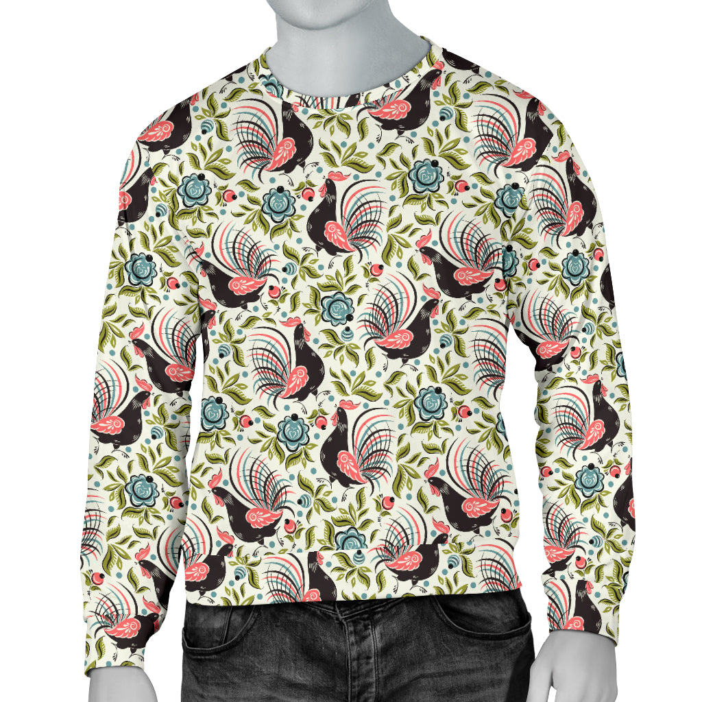 Rooster Print Design Men Long Sleeve Sweatshirt