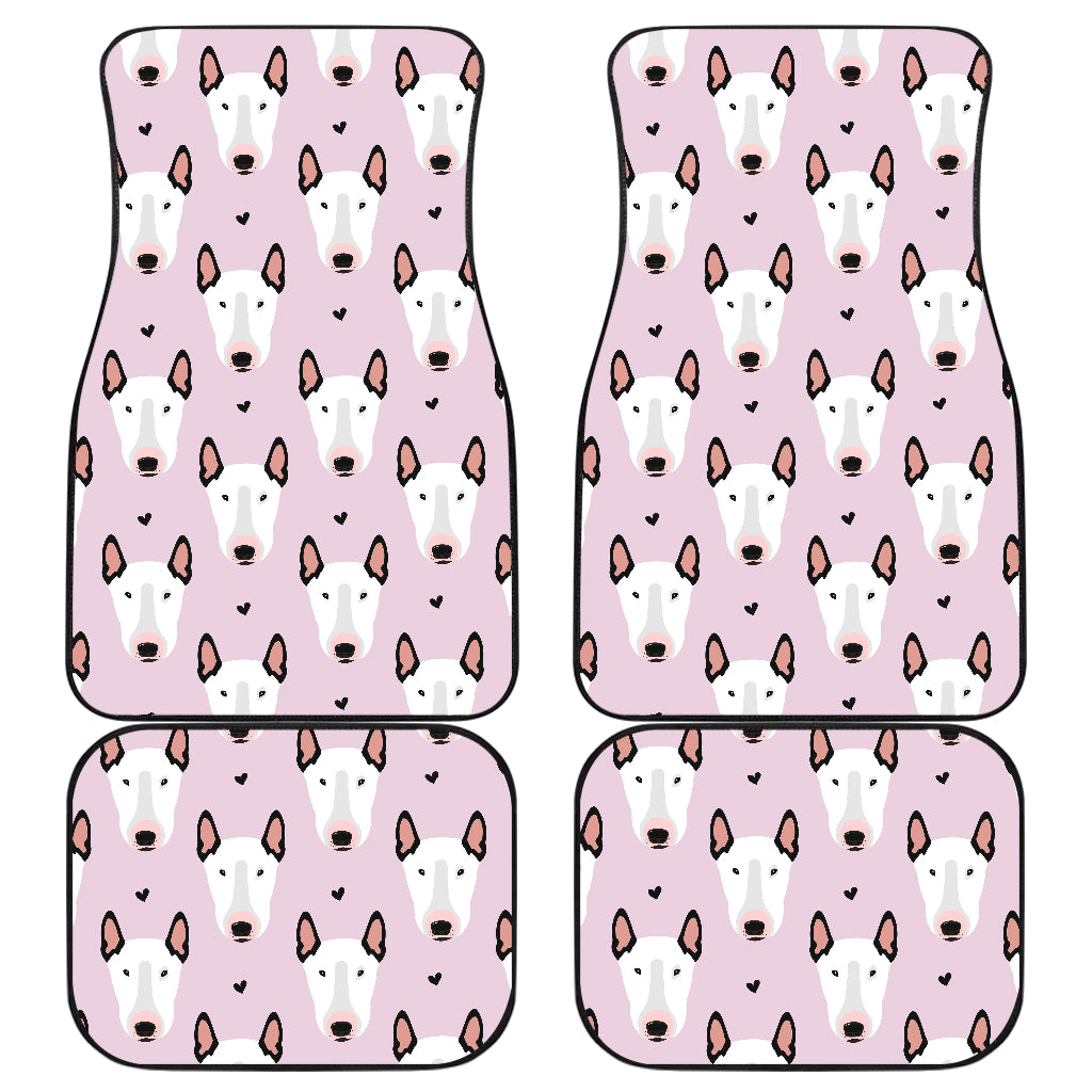 Bull Terrier Pink Print Pattern Car Floor Mats Front Back