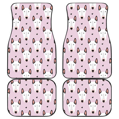 Bull Terrier Pink Print Pattern Car Floor Mats Front Back