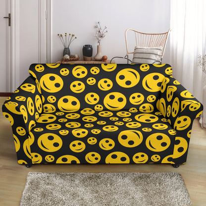Smiley Face Emoji Print Design LKS304 Loveseat Couch Slipcover