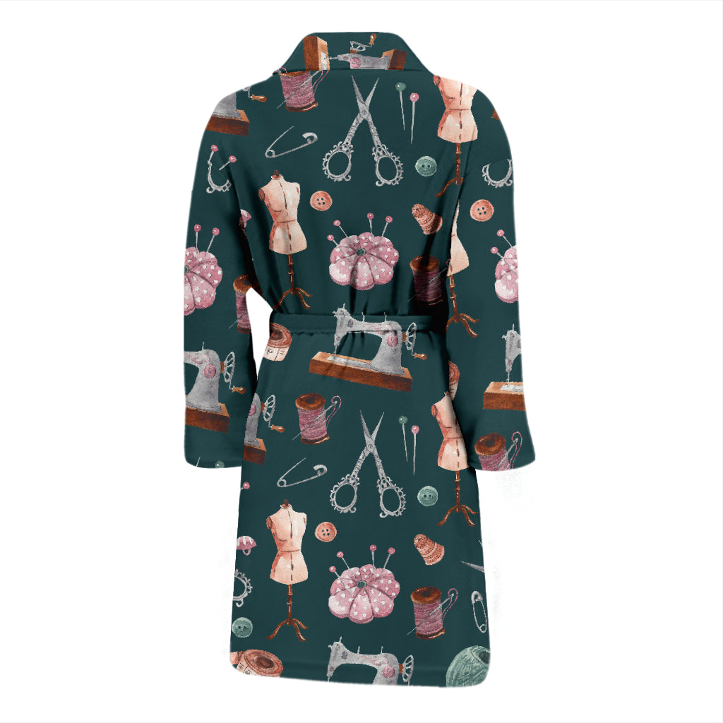 Sewing Equipment Print Design LKS307 Men Bathrobe