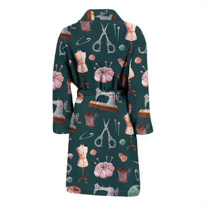 Sewing Equipment Print Design LKS307 Men Bathrobe